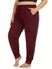  Tie Waist Active Cargo Joggers With Pockets