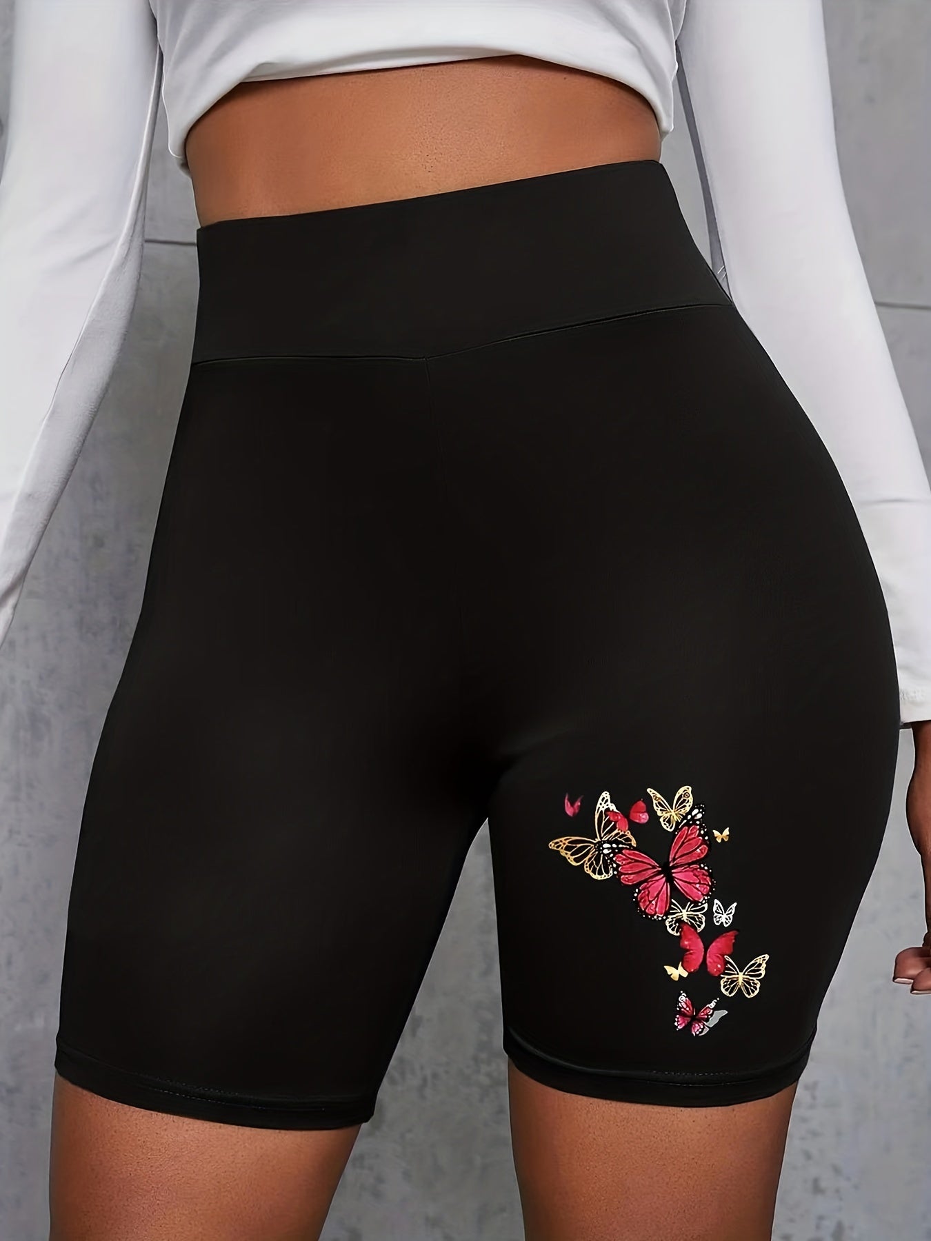  Heart Print High Rise Biker Shorts