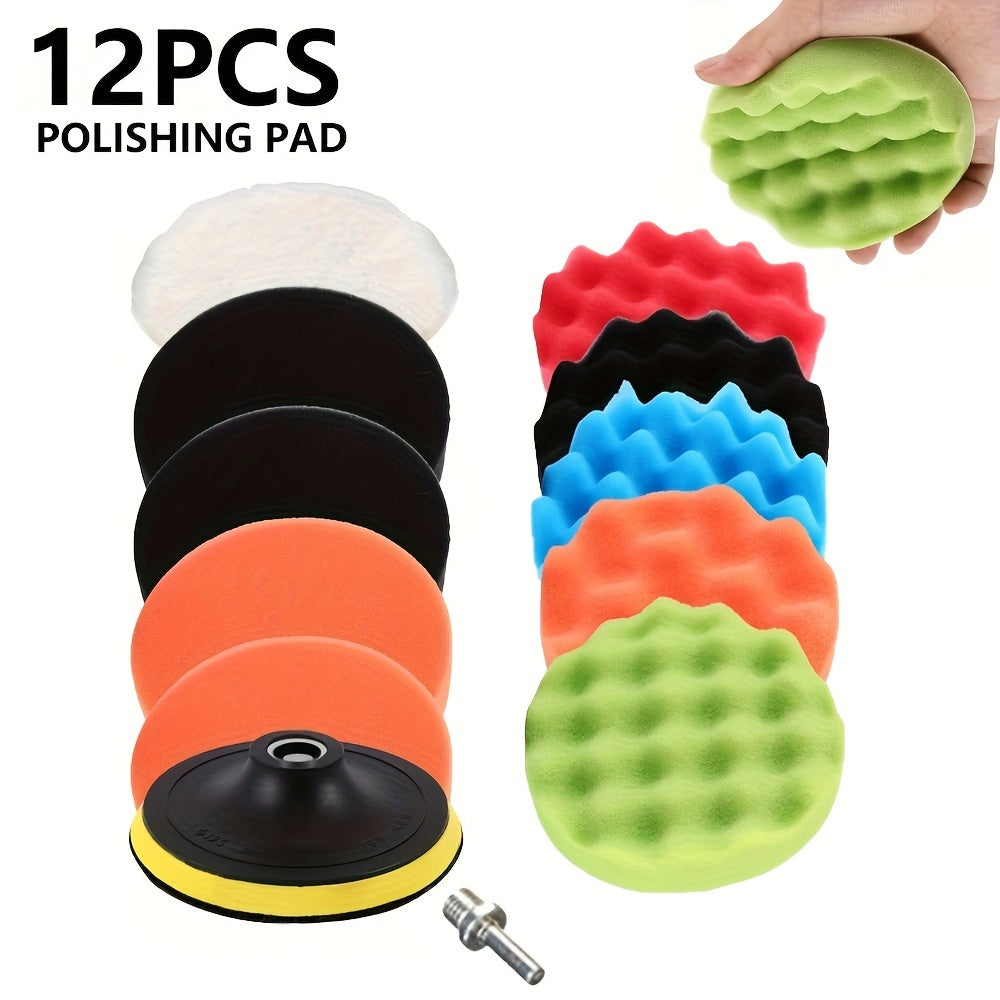 12pcs 12.7cm Detail Polishing Pads Set Sponge Polishing Waxing Buffing Pads Kit