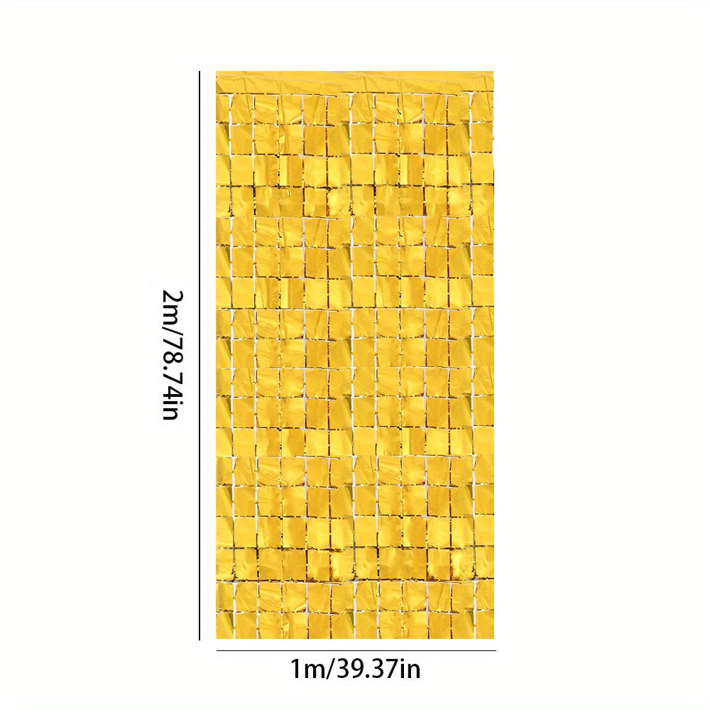 2pcs Square Bright Rain Silk Curtains Home Room Decoration