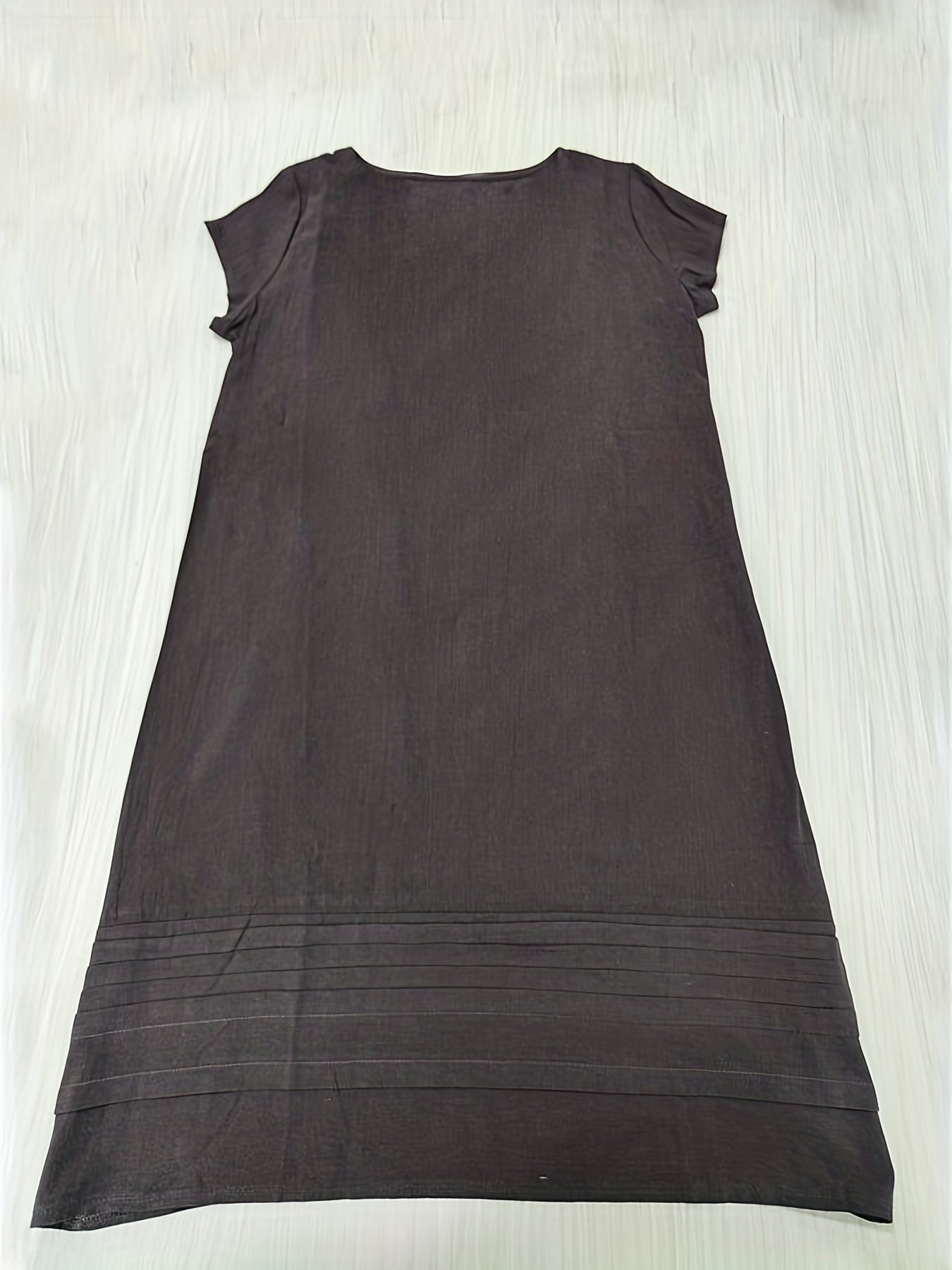 Vintage Ruched Dress Crew Neck Short Sleeve