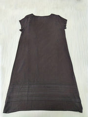 Vintage Ruched Dress Crew Neck Short Sleeve