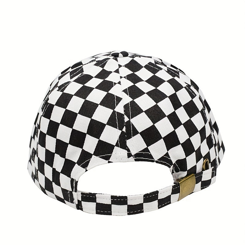 Men's Checkerboard Baseball Cap Soft Top Summer Sun Hat