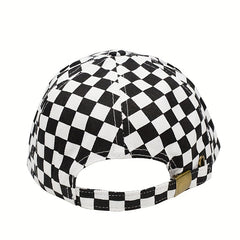 Men's Checkerboard Baseball Cap Soft Top Summer Sun Hat