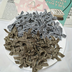 Pack Of 10 DIY Plaid Handknotted Mini Bow Ribbon