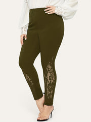 Floral Jacquard Lace High Rise Skinny Pants Plus Size