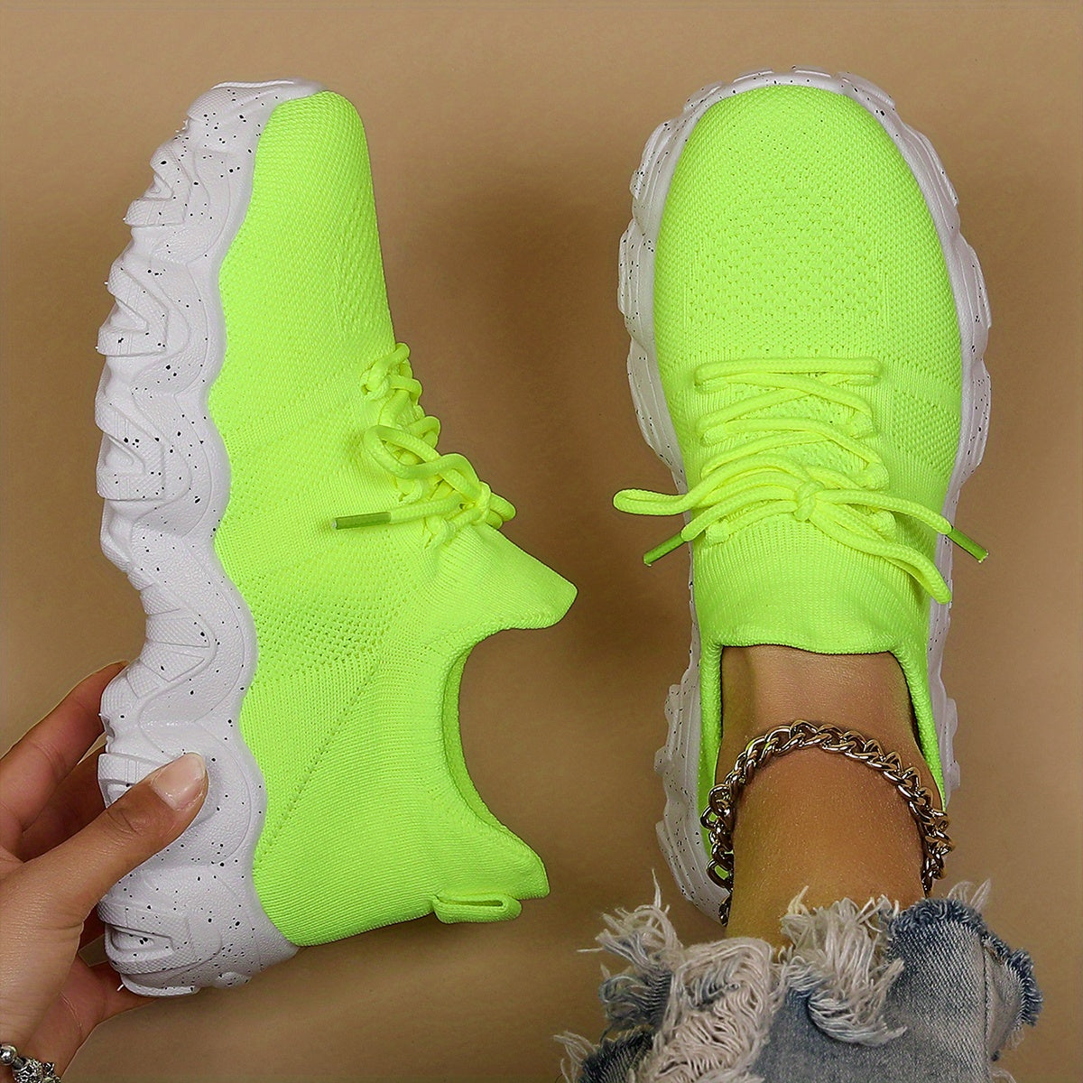 Women's Lace Up Sock Sneakers Breathable & Anti-Skid Shoes