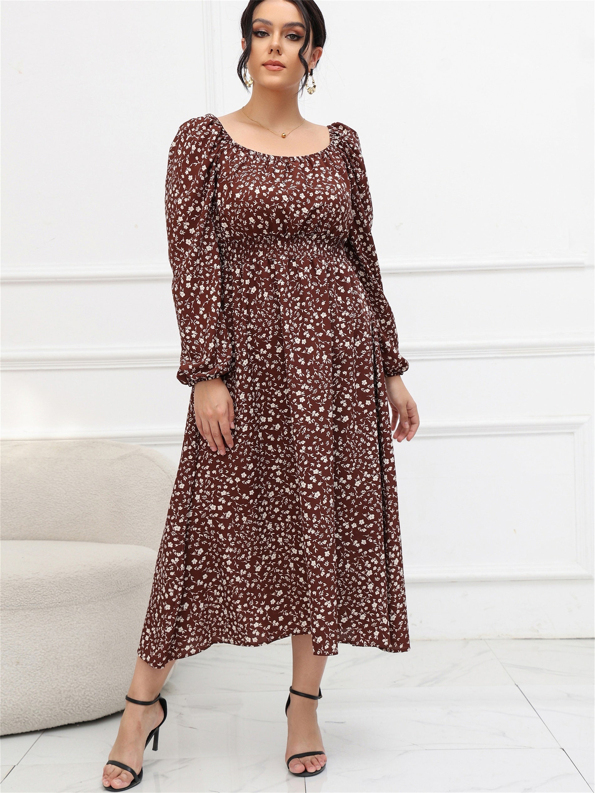  Women's Ditsy Floral Print Maxi Dress