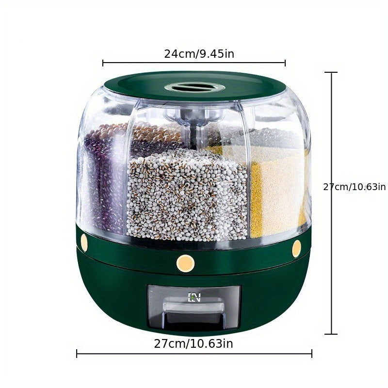 Large Capacity Food Storage Container 360 Rotating Rice Barrels