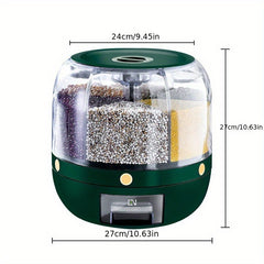 Large Capacity Food Storage Container 360 Rotating Rice Barrels