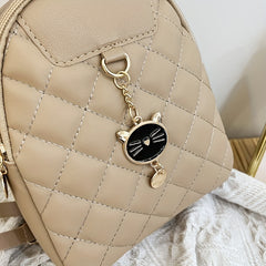 Small Rhombic Women's Backpack Adjustable Strap Pink Casual Shoulder Bag