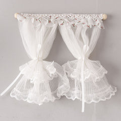 Charming 1:12 Dollhouse Curtains Floral Lace Detailing Ideal Home Decor Gift