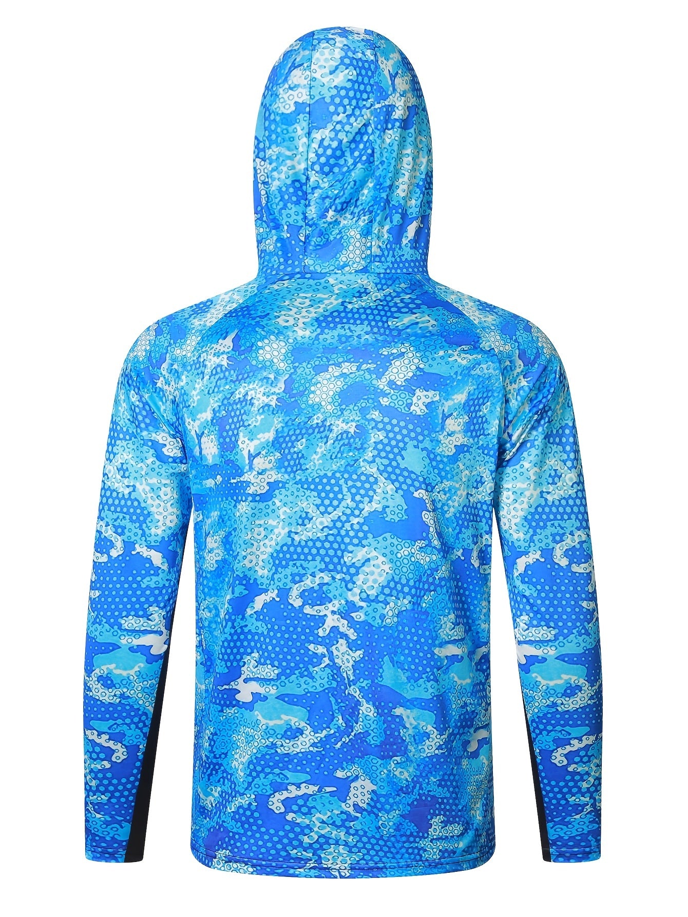 Men's UPF 50 Sun Protection Hooded Shirt Active Dot Print Quick Dry