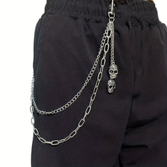 Skull Double Layer Waist Chain Men's Decorative Pant Jeans Chain