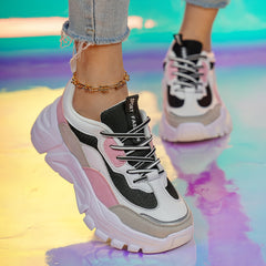 Women's Lace-up Breathable Chunky Sneakers Anti-slip Platform Running Shoes