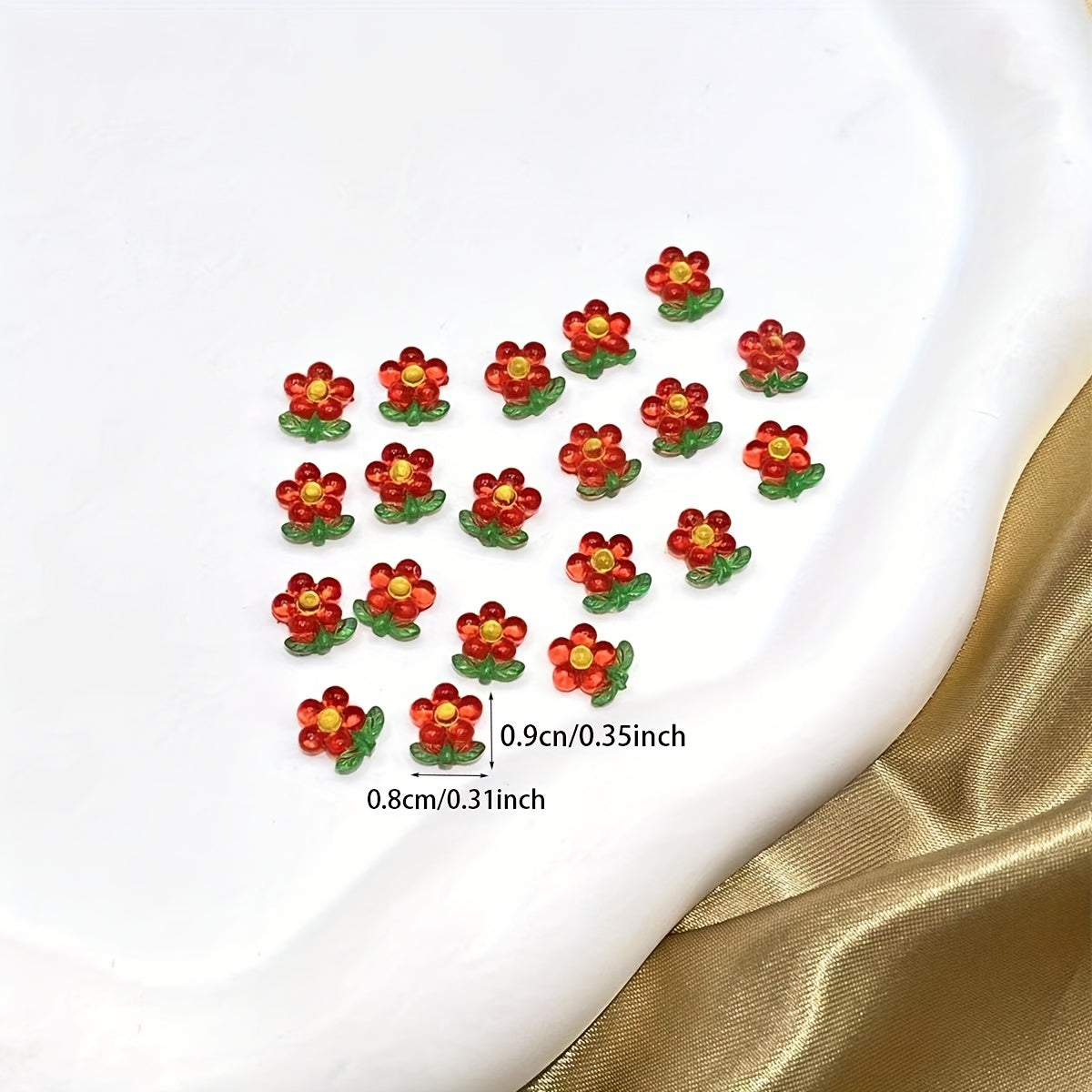 20 Red Small Flower Nail Art Jewelry Paste