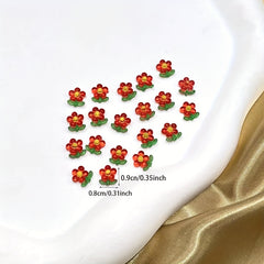 20 Red Small Flower Nail Art Jewelry Paste