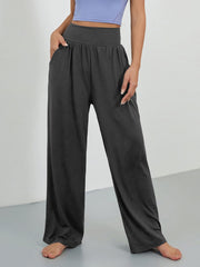 Wide Leg Casual Pants Elastic Waist Yoga Running Loose Pants