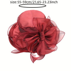 Vintage Organza Sun Hat Solid Mesh Flower Derby Hat