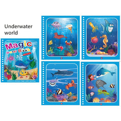Reusable Watercolor Magic Book for Kids - Learn Painting Animals and Cartoons