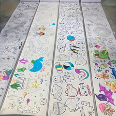 Extra Long Coloring Roll 3.6m Vibrant Animal & Food Designs Paper