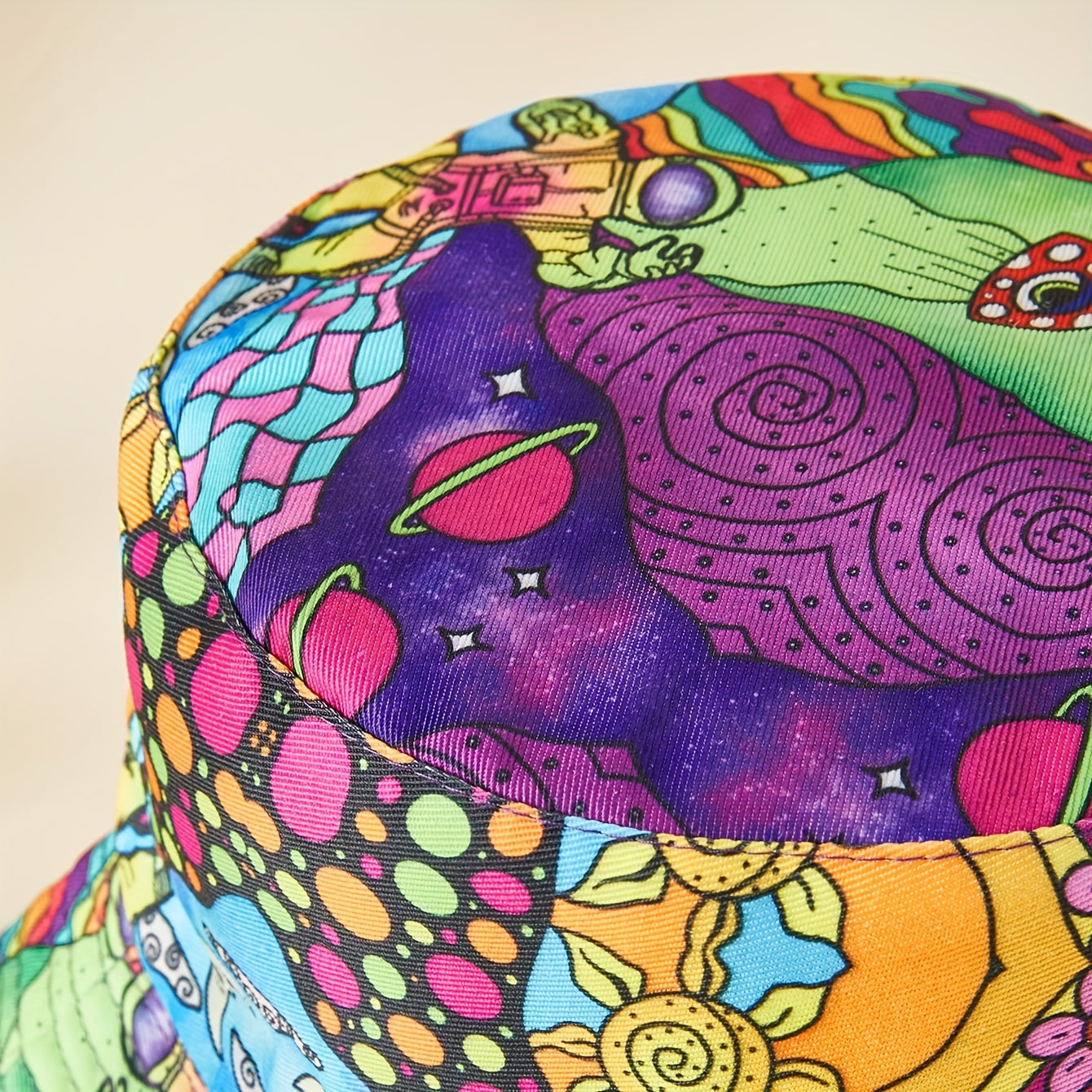 Reversible Cartoon Graffiti Bucket Hat Lightweight