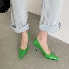 Women's Pointe Toe Stiletto Heels Slip On High Heels OL Style Pumps