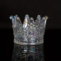 Crown Glass Ashtray Crystal Golden Beads Candlestick