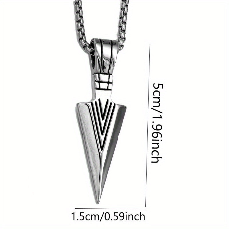 Men's Spearhead Pendant Necklace Street Hip hop Stainless Steel Sweater Chain