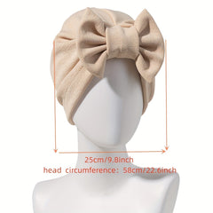 Solid Bowknot Turban Cap Elastic Head Wrap Lightweight Ramadan Head Scarf