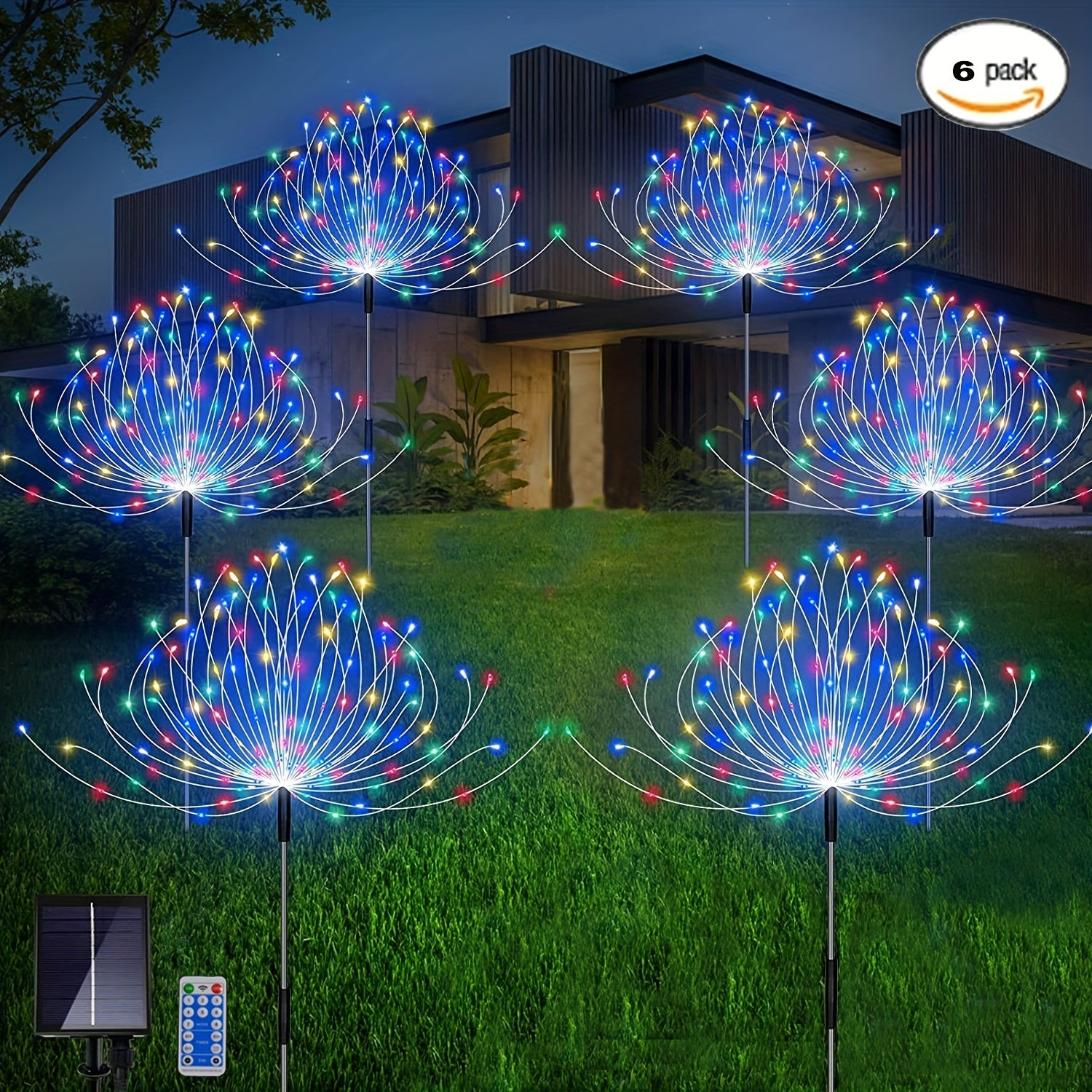 6pcs Solar Garden Lights 120 LED Copper Wire Decorative Outdoor Lights