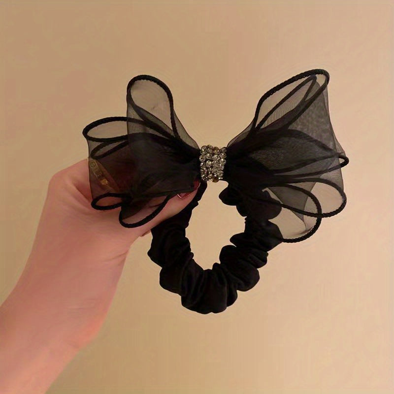 Organza Rhinestone Hair Ring Elastic Head Rope Hair Accessories