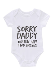 Newborn Infant Romper Letter Print Short Sleeve Bodysuit For Baby Girls
