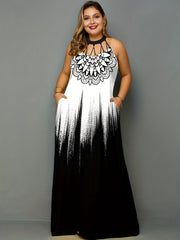  Ombre & Tile Print Cut Out Maxi Dress