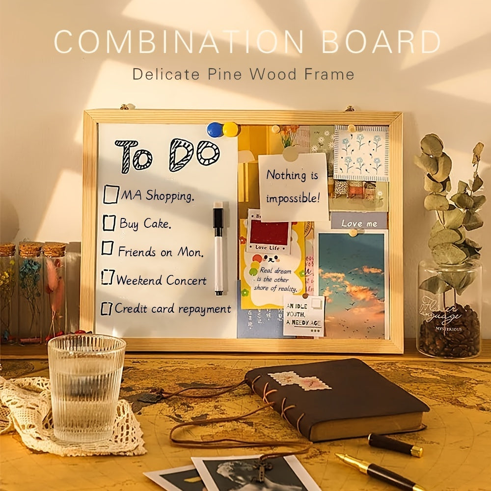 30 Magnetic Whiteboard & Cork Board Combo - Messages Drawings & More