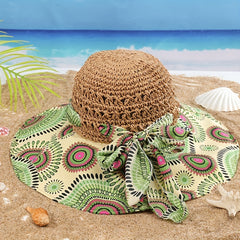 Boho Floppy Straw Sun Hat Wide Brim Beach Hat