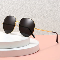 Oval Metal Frame Sunglasses UV400 Gradient Lens Beach Driving