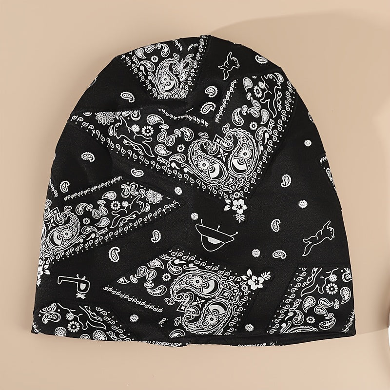Cashew Print Knitted Bag Head Hat Street Hip Hop Pullover Hat