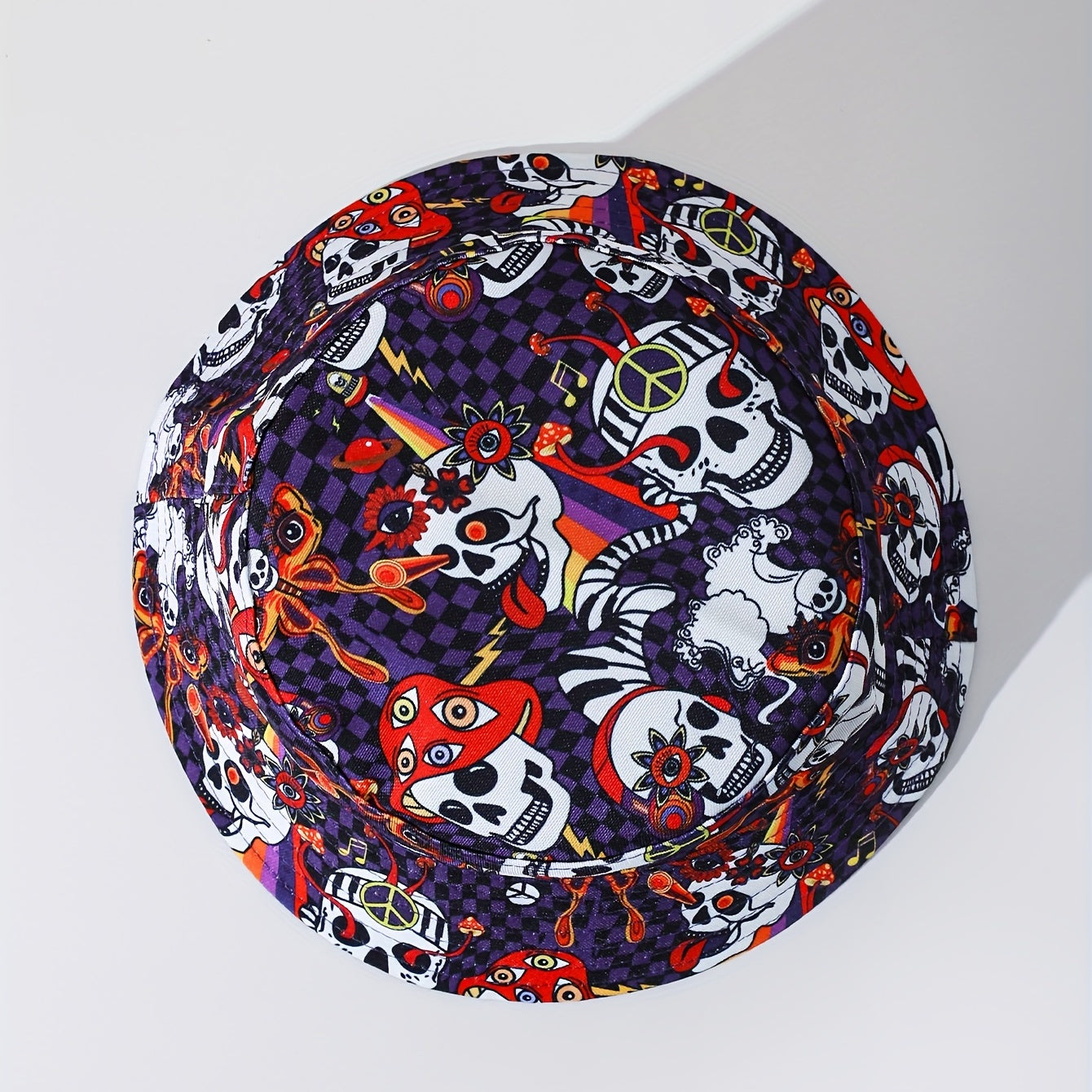 Hip Hop Skull Print Bucket Hat Reversible Sun Hat