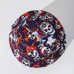 Hip Hop Skull Print Bucket Hat Reversible Sun Hat