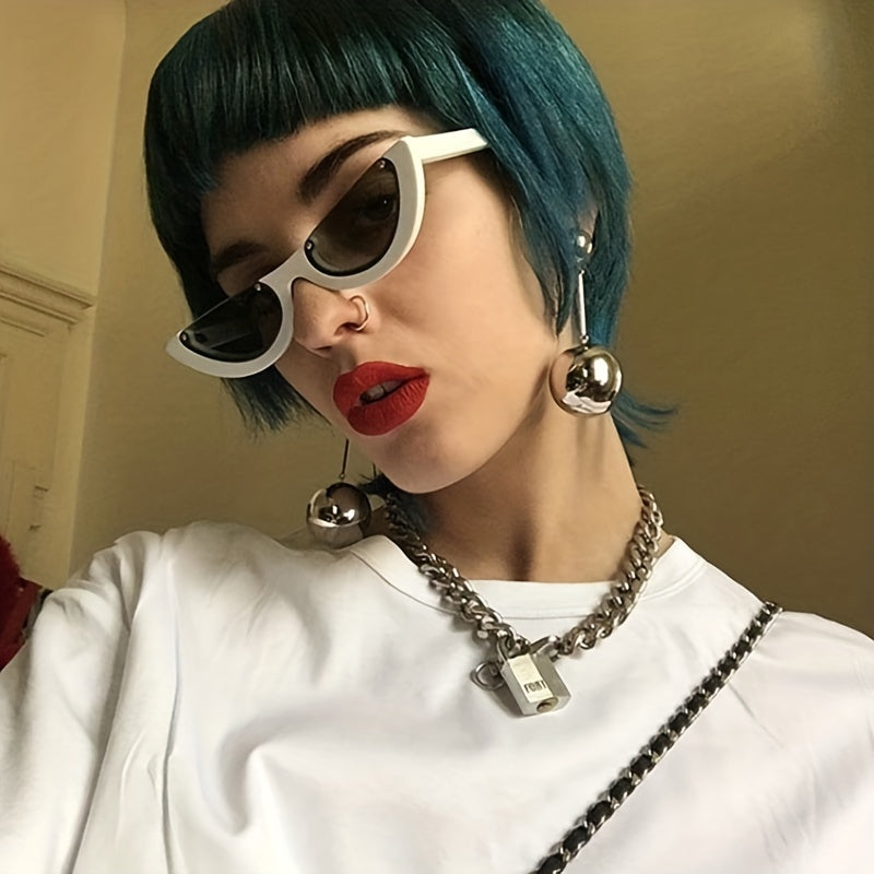 Y2K Cat Eye Sunglasses Candy Semi Rimless Shades for Beach Party