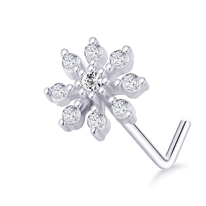 Stainless Steel Nose Ring Stud Flower Snowflake Butterfly Nose Piercing