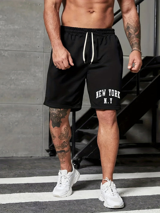 York Print Men's Shorts Elastic Waist Drawstring Shorts