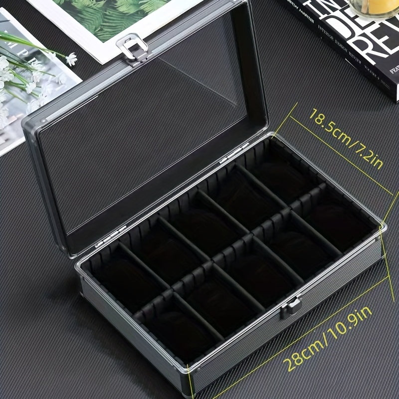 Watch Display Box Aluminum Alloy Watch Storage Box Tempered Glass Cover