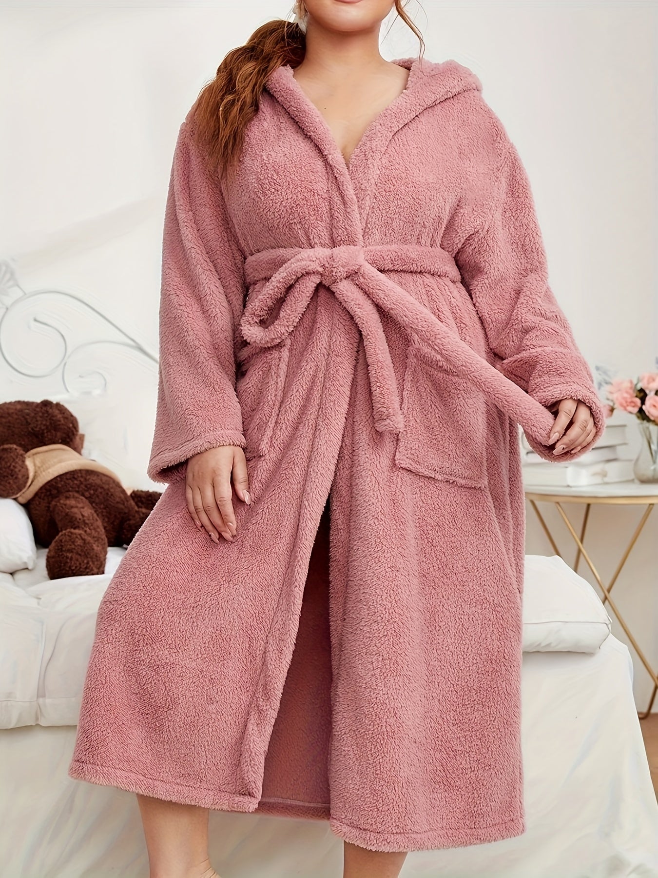  Women's Hooded Flannel Robe with Ears