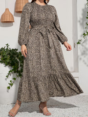  Ditsy Floral Print Lantern Sleeve Maxi Dress