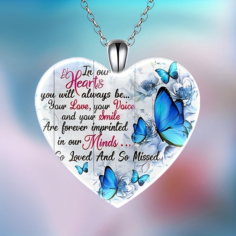 Heart Butterfly Crystal Pendant Necklace Neck Jewelry Christmas Gift
