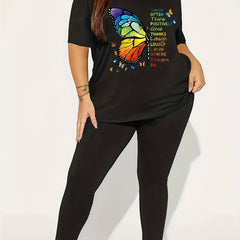Plus Size Cartoon Print Top & Pants Set