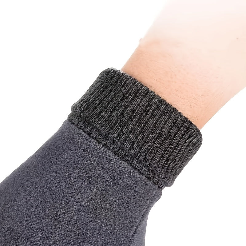 Winter Plus Fleece Waterproof Touch Screen Suede Windproof Gloves