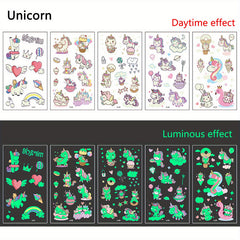 Luminous Tattoo Stickers Set for Children Princess Unicorn Butterfly